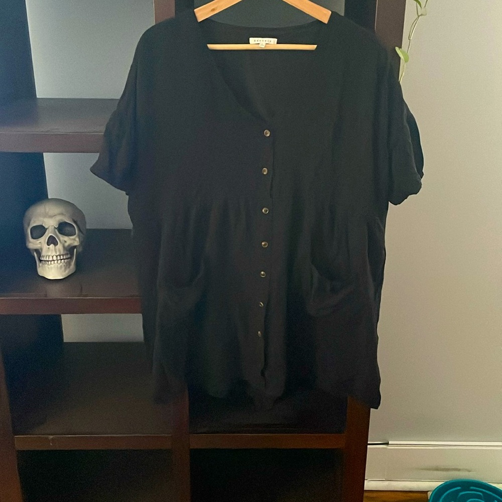 BaeVely Black Button down Baby Doll Dress